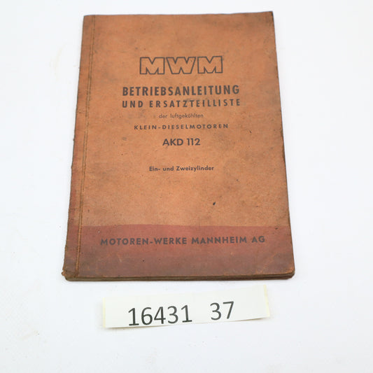 MWM AKD 112 Motor Anleitung und Ersatzteilliste