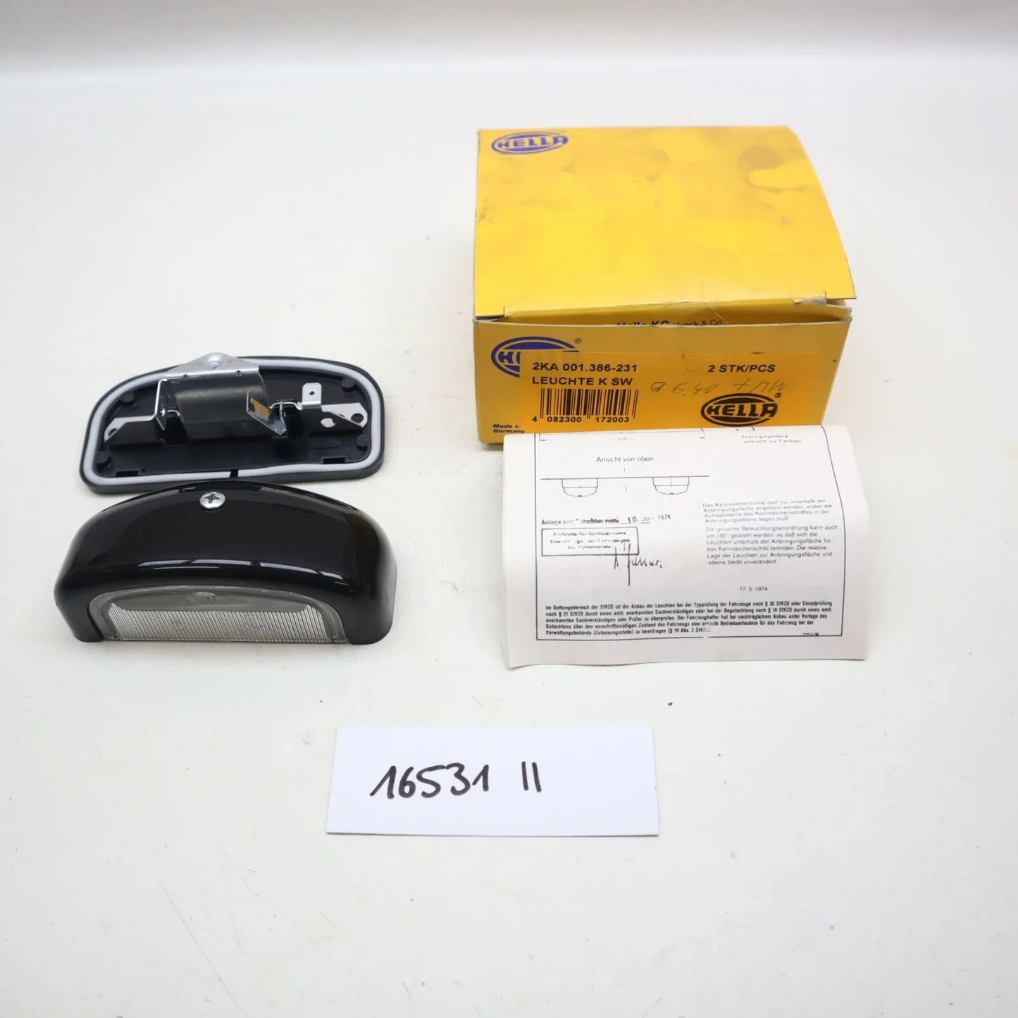 NEU Original Auto / Hella Hella 2ka 001.386-231 Kennzeichen Beleuchtung NOS